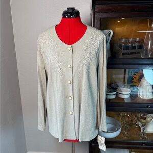 Vintage Carole Ann USA Embroidered Button Front Blouse Top XL 1X Rayon NWT
